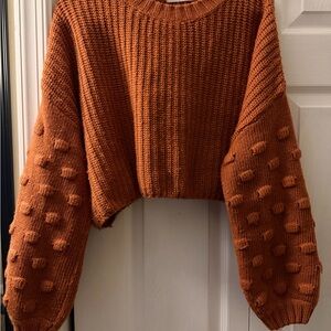 Vestique Textured Knit Rust Sweater